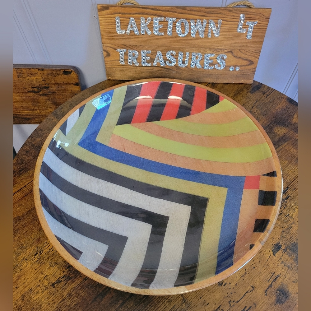 Demdaco abstract mango Wood Decorative Bowl